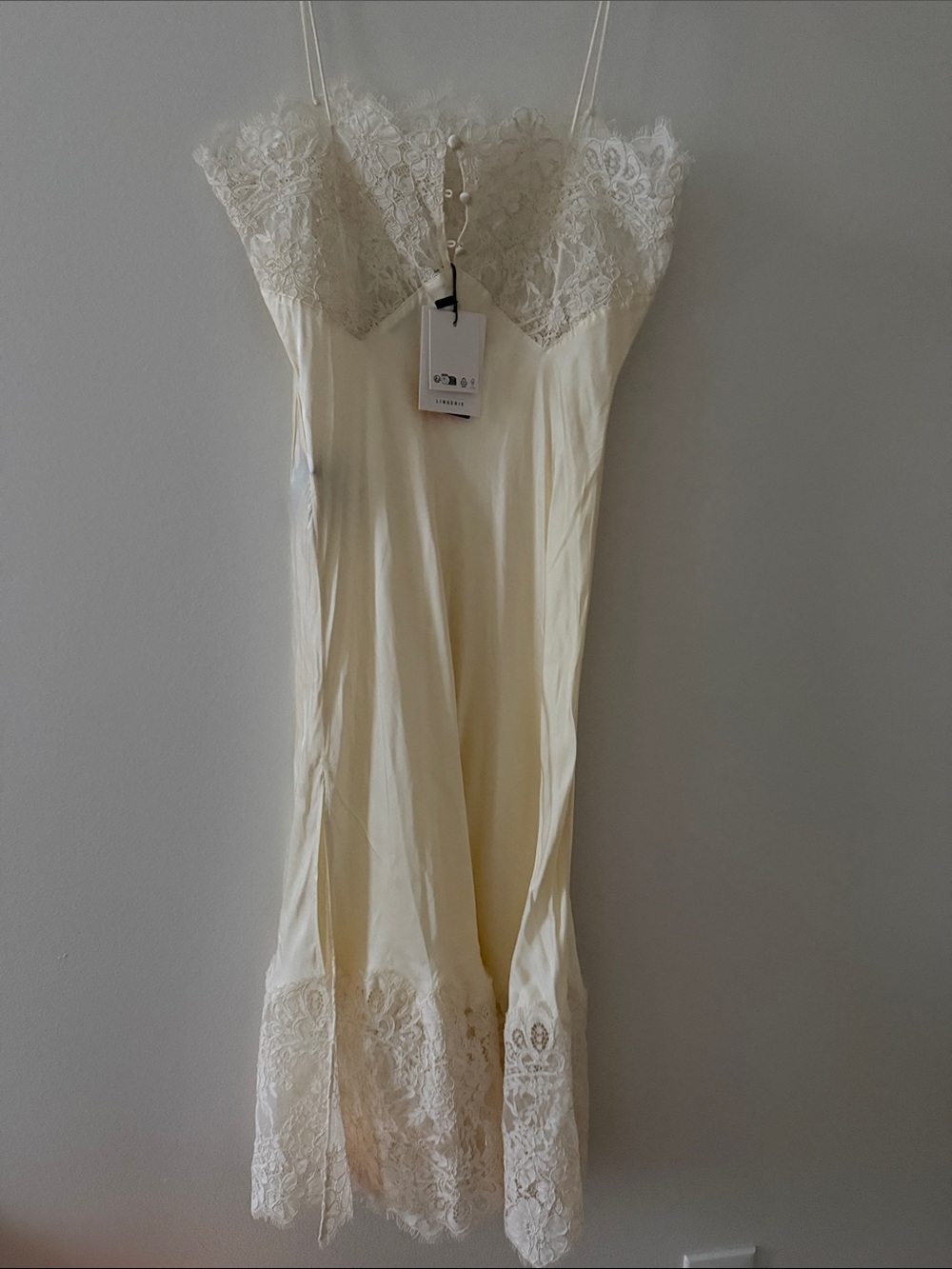 Zara viral Lace-Trim Satin Slip Dress — Ivory - Picture 6 of 8